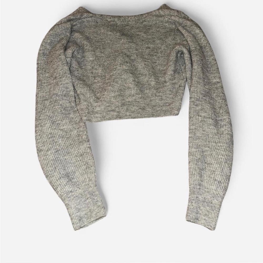 Source Unknown Heather Gray Cropped Cardigan - image 2